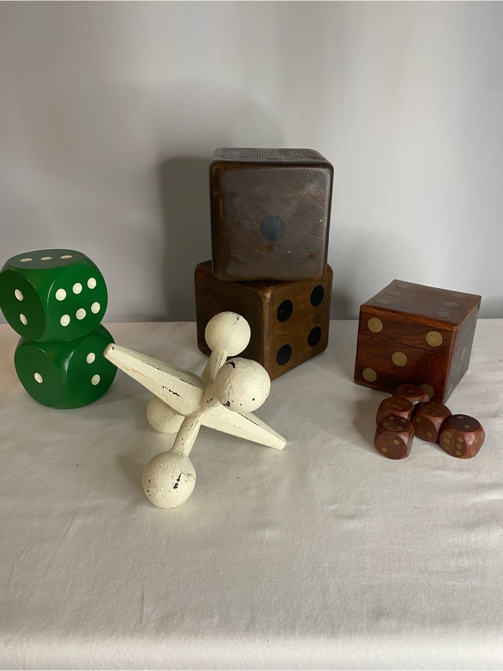 Lot of Fun Wood Dice and Jacks